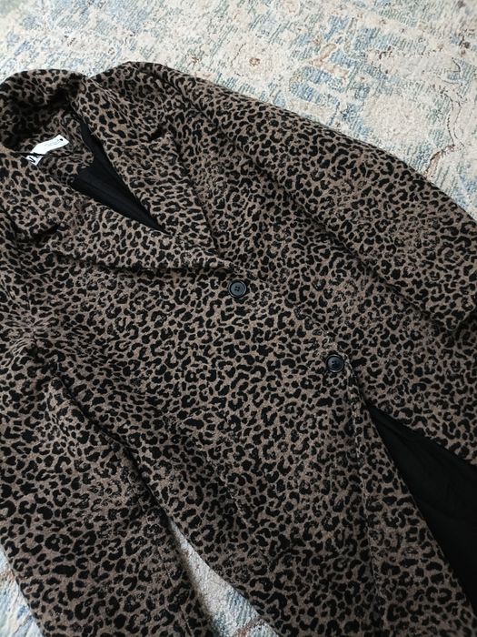 S/36 Zara płaszcz w panterkę z wełną wełniany premium