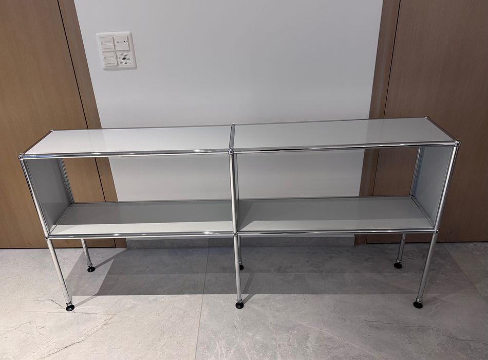 USM Haller Mebel regał TV szafka sideboard jasny szary / metal + chrom