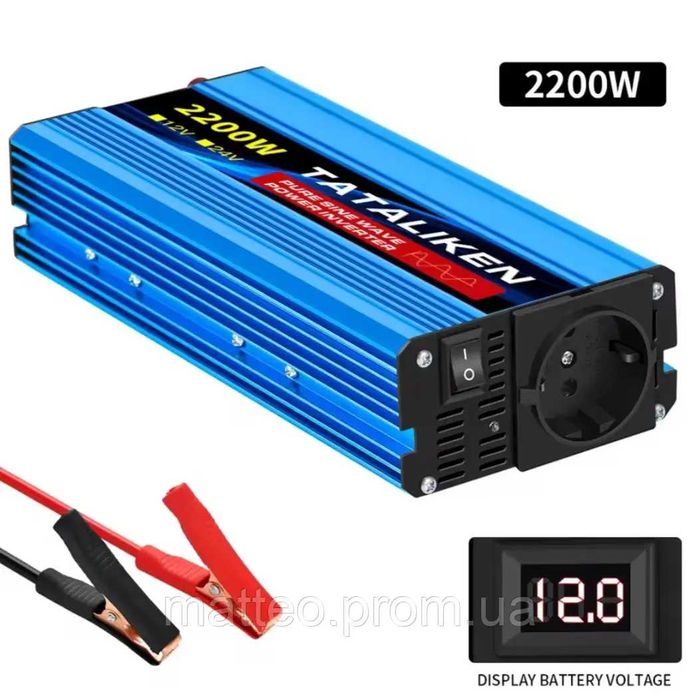 Інвертор перетворювач 12-24V на 220V з чистою синусоїдо Tataliken 3000