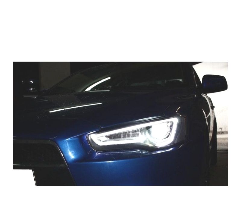 CONJUNTO DE FARÓIS MITSUBISHI LANCER 07-17 DRL NEW LOOK COM INDICADOR LED DINÂMICO