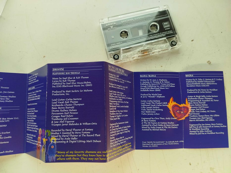 Santana Supernatural kaseta Arista Rock Latin Funk Soul Pop Blues