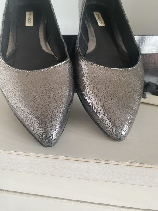 Pinko oryginalne Baleriny skóra  Grey metalik
