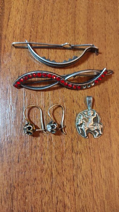 Мегалот винтажных украшений, позолота, серебро, мельхиор, жемчуг