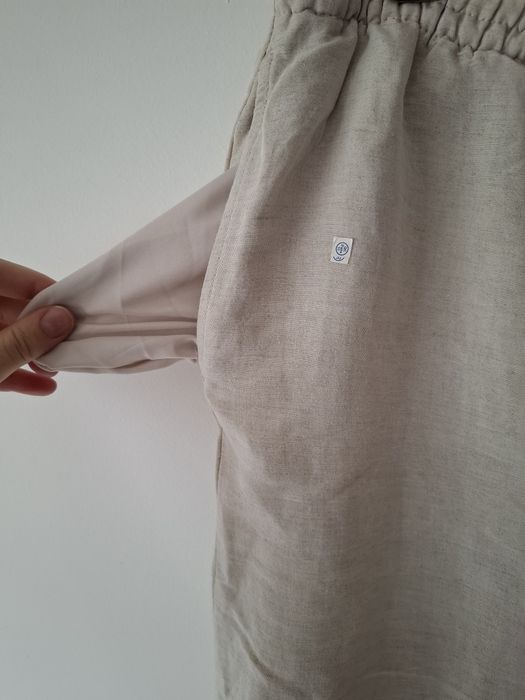 H&M Calça cargo creme perna larga - tamanho L