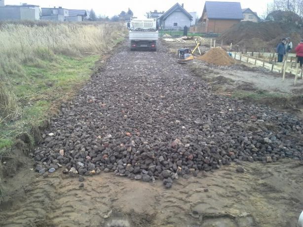 KOPARKA Utwardzanie PLACÓW dróg Transport KAMIEŃ ubijanie WYBURZENIA