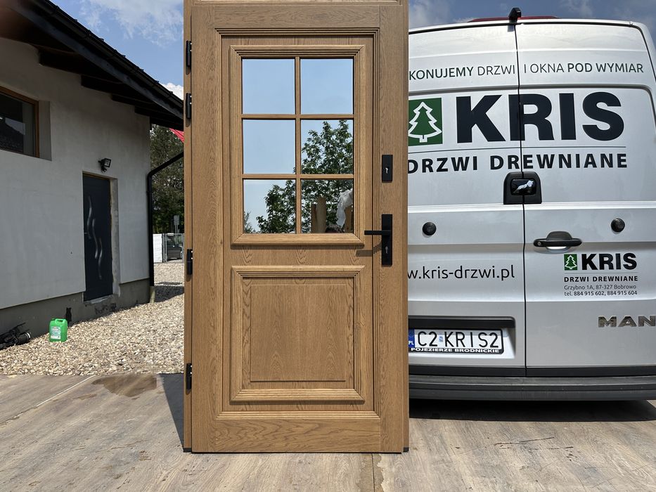 Drzwi wejściowe zewnętrze drewniane MONTAŻ Czyste powietrze montaż