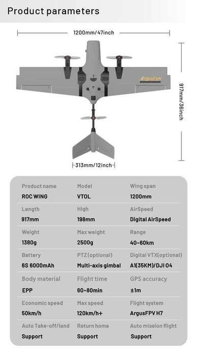 Літак з вертикальним зльотом ArgusFPV 3Y