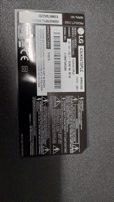 Vendo mais board de uma TV LG 43UK6470PLC