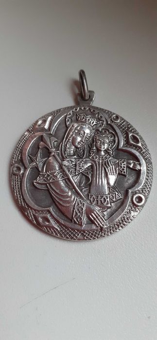 Wisiorek religijny zabytkowy srebro 1-950 R.Tschudin Unikat.
