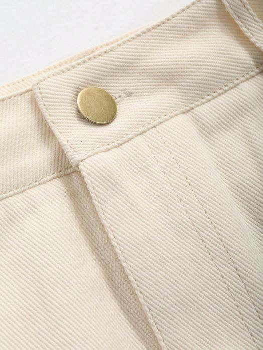 Spódnica  Jeansowa Maxi Bawełniana Prosta Beżowa Dazy Xs 34