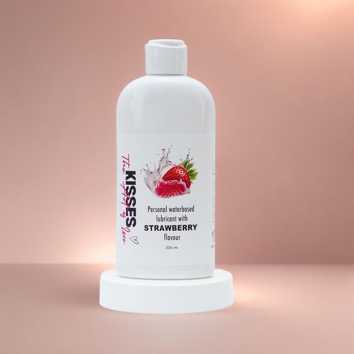 АКЦИЯ!Гель-лубрикант с ароматом клубники KISSES 200ml на водной основе