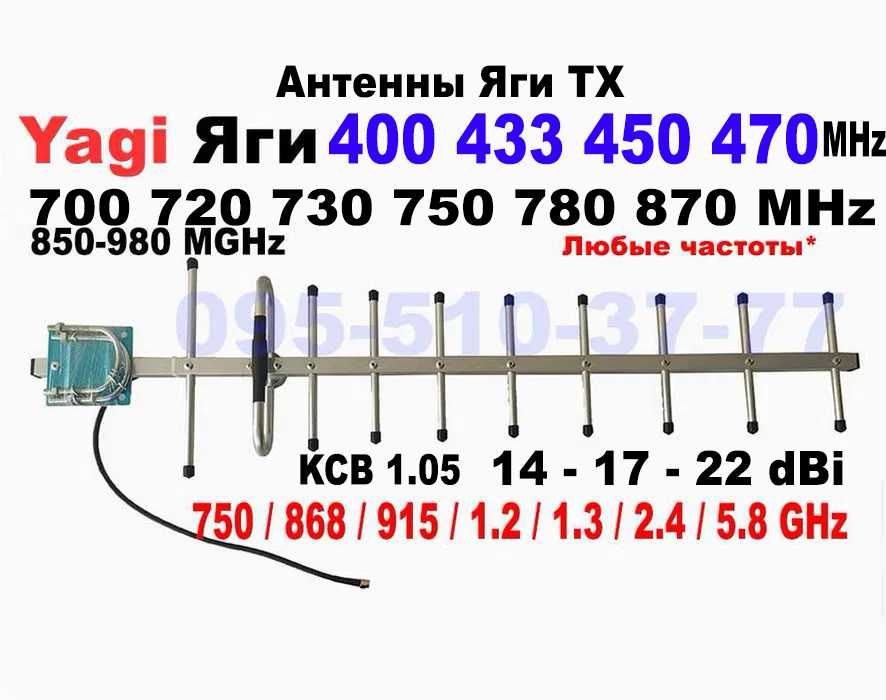 Антена Яги 410 433 450 470 750 МГц 870 915 970 МГц Yagi Изготовим любы