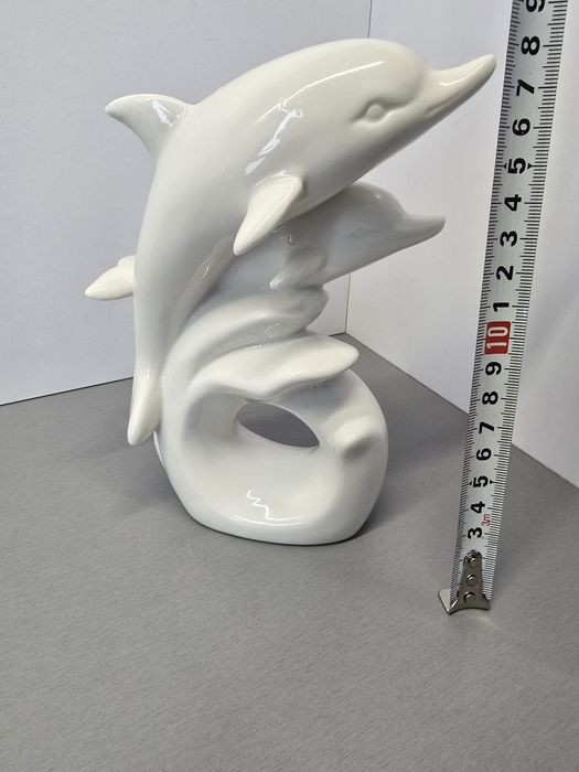 Figurka porcelana Para delfinów