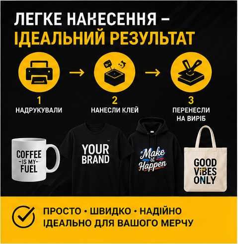 DTF рулонний друк 60 см | DTF трансфери, термодрук, друк на плівці для одягу | Швидке виготовлення