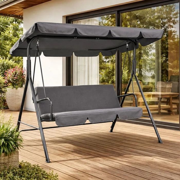 NOWA Huśtawka Ogrodowa Metalowa 3-OSOBOWA Do Ogrodu Na Taras Działkę Dla Dzieci i Dorosłych Stalowaa ze Stelażem OKAZJA Faktura Gwarancja Dobra Cena!