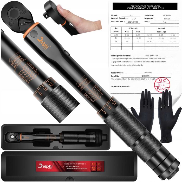 Klucz dynamometryczny 1/4 2–24nm rowerowy z certyfikatem kalibracji