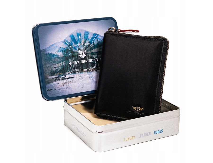 duży, skórzany portfel męski na zamek - peterson