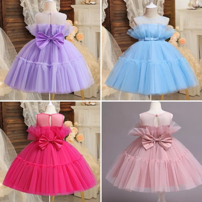 Дитяча сукня рожева пишна барбі Нарядное платье блакитна голуба