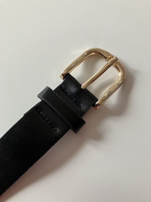 Nowy pasek czarny złota klamra