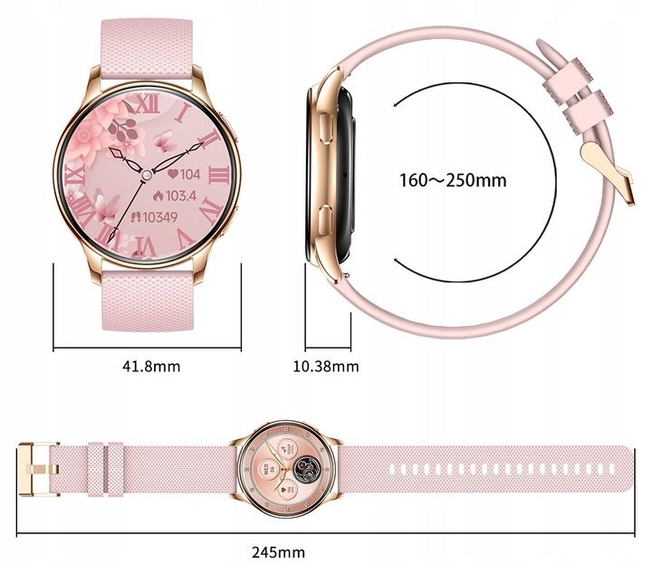 Smartwatch Zegarek Damski Menu Pl 300mah Amoled 2 Paski Bt 5.2 Rozmowy