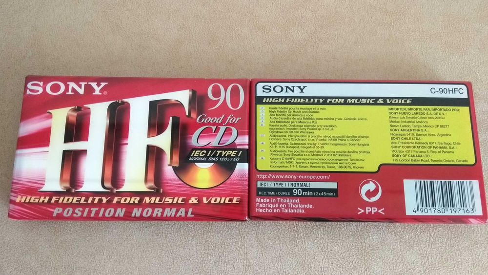 Аудиокассеты Sony HF-90 новые в заводской упаковке.
