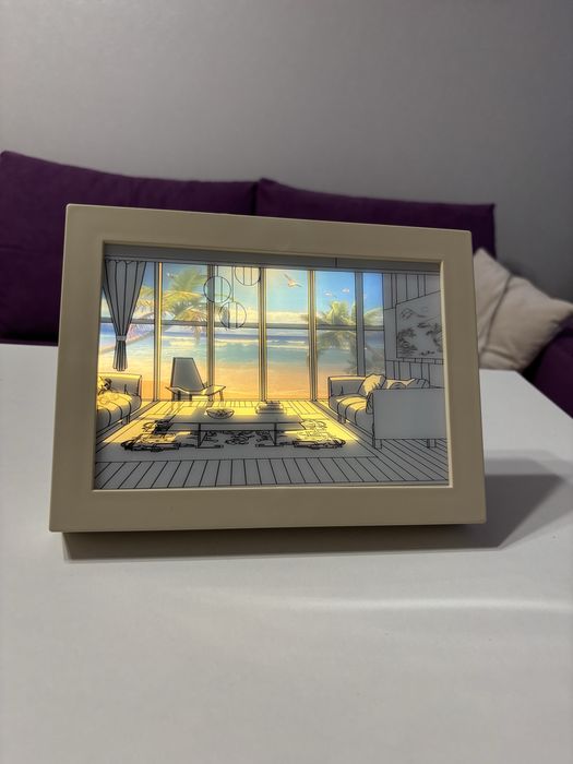 Нічник Led картина з пейзажем моря і пальм 3 режими