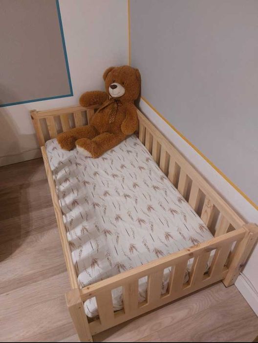 Łóżeczko drewniane sosnowe dla dziecka 140x70 cm