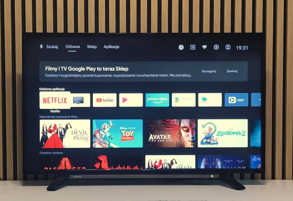 43 Cali TV Toshiba LED Android TV DVB-T2 HEVC + Hdmi + Upominek + Uchwyt