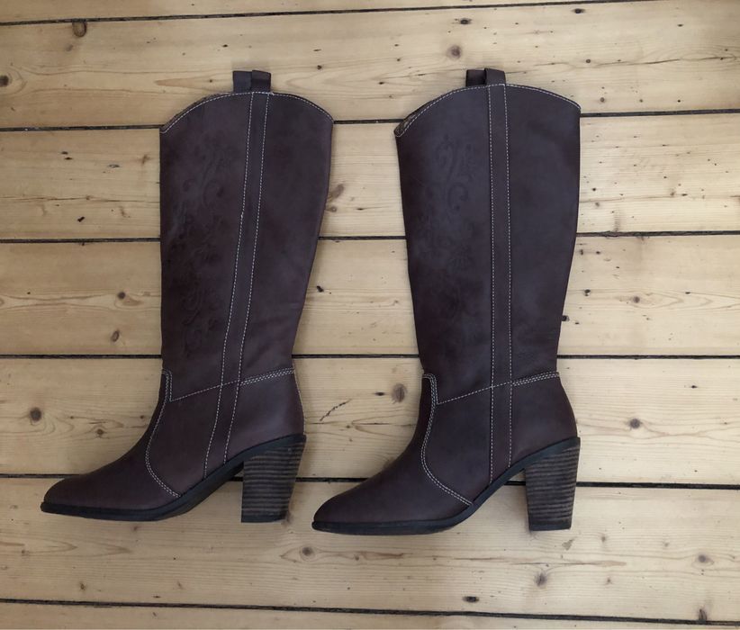 Kozaki kowbojki naturalna skóra rozm 38