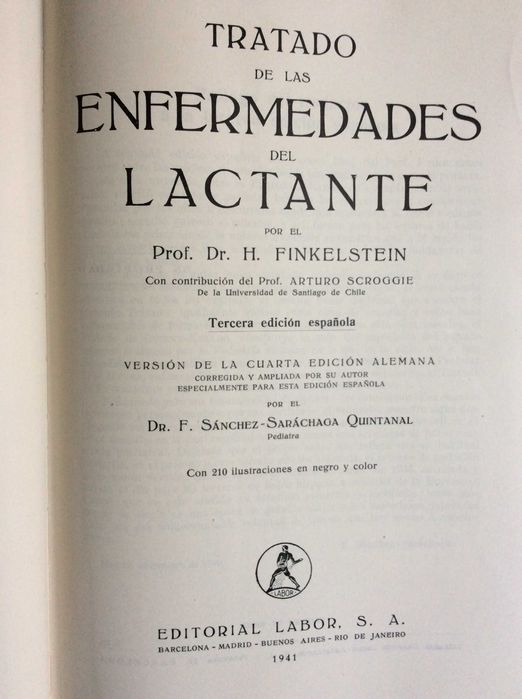 Tratado de las enfermedades del lactante. Por Finkelstein, H., 1941