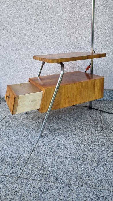 Podłogowa Lampa ze stolikiem TYP LG-01 Design PRL lata 50 Bauhaus