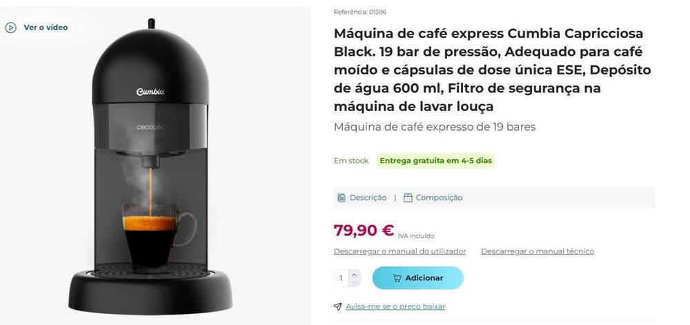 Máquina de café Cumbia Capricciosa Black
