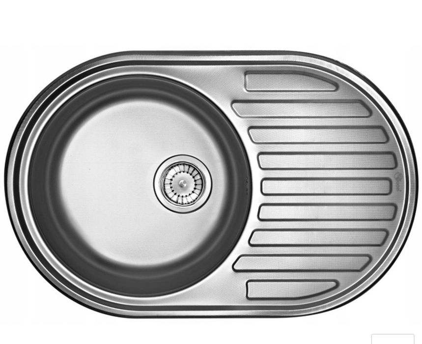 Zlewozmywak 1 komorowy 77x50 stał len dekor + syfon