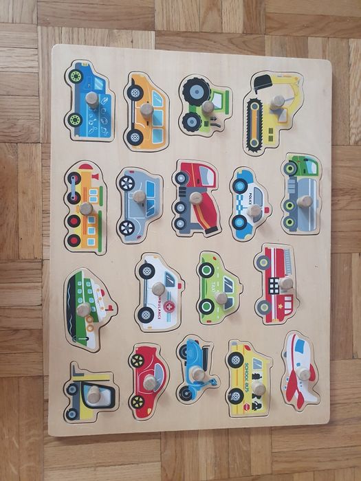 Puzzle drewniane auta samochody zabawka dla dzieci