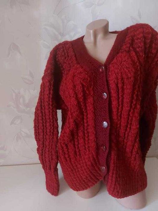 Шерстяная шикарная женская кофта самовязка, шерсть
