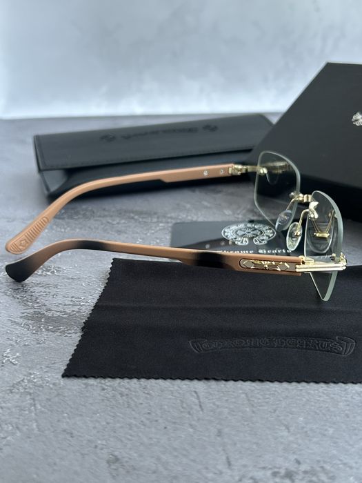 Дизайнерські окуляри Chrome Hearts / Коричневі окуляри без оправы Хром Хартс!