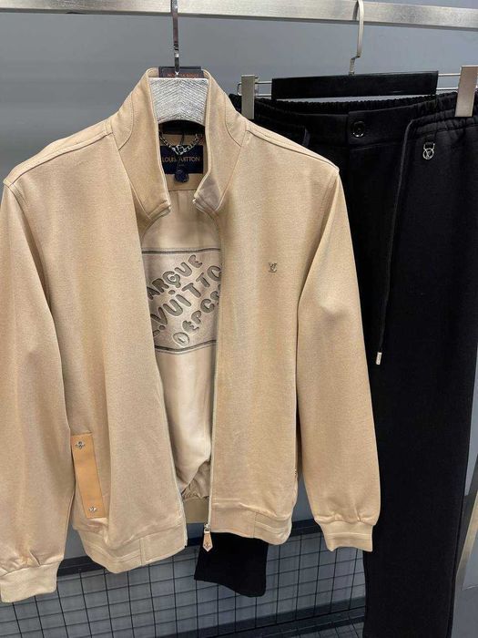 Чоловічий костюм Louis Vuitton / Луї Віттон (кофта на замку + штани), 100% бавовна, бежево-чорний, Туреччина, розміри S-XXL