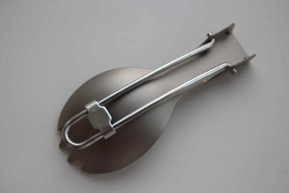 Туристична титанова ложка Tomshoo вилка-ложка складна ловилка з титану