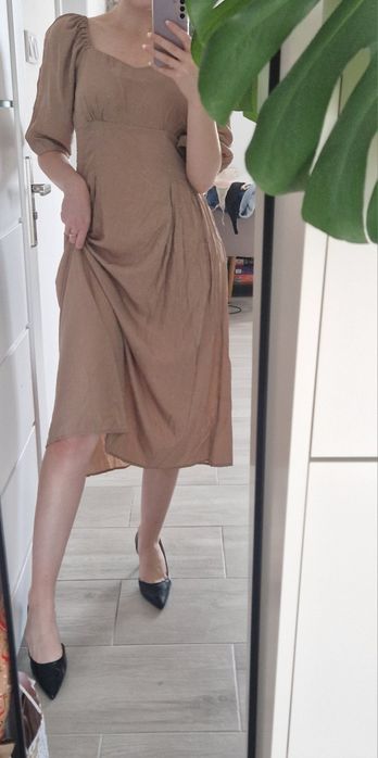 Shein sukienka bufiaste rękawy gorsetowa komunia wesele chrzest