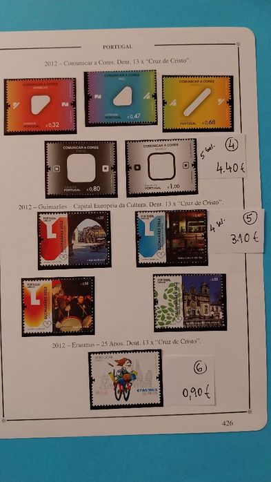 Selos de Portugal Novos c/ goma- 2012- Ref. 1- 26/11