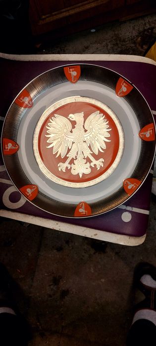 Talerz  ,patera patriotyczna z orłem