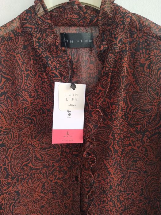 Blusa Transparente Padrão Paisley - Lefties – Tam. L - Nova!