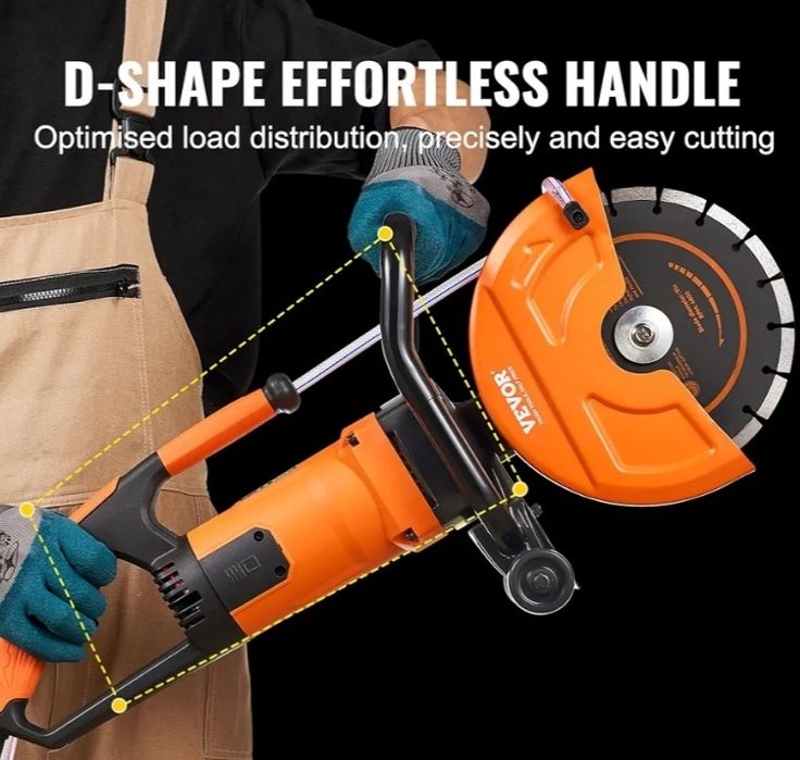 Serra elétrica para concreto VEVOR, 9 polegadas, motor de 1800 W