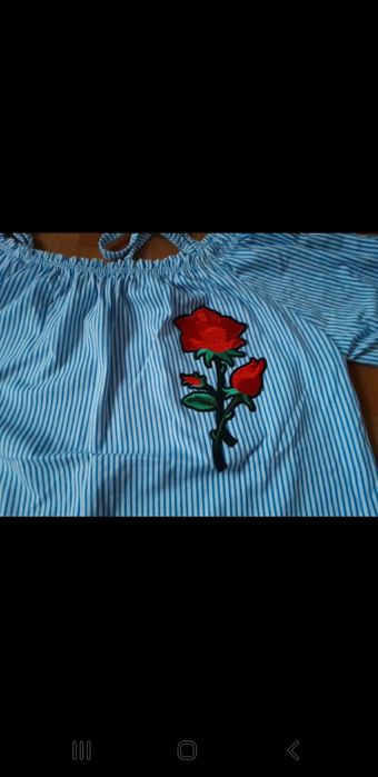 Bluzka boho Top dekolt w łódkę S/M