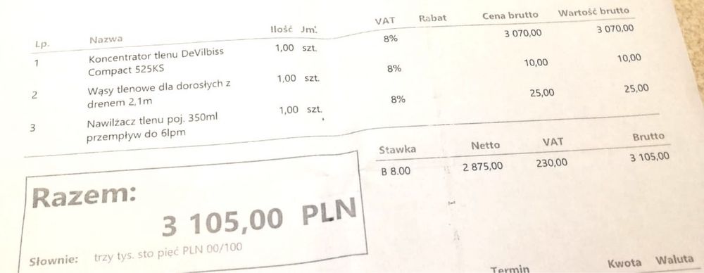 5 litrowy koncentrator tlenu DeVilbiss JAK NOWY