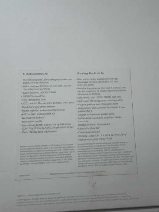 Macbook air 13 apple srebrny