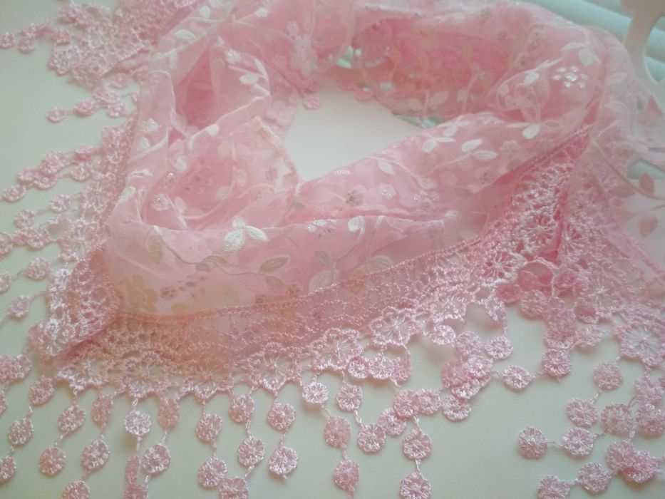 Słodki róż chusta apaszka vintage boho nowa kobieca prezent Walentynki