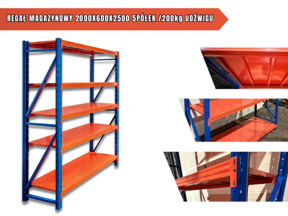 Profesjonalne Regały Magazynowe 2000x600x2500mm 5 Półek
