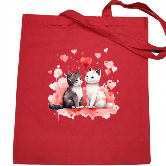 walentynkowa torba na zakupy zakochane kotki prezent