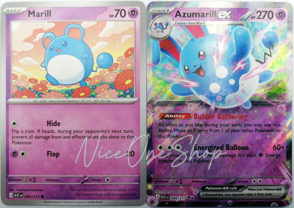ASC (Ascended Heroes) | Marill 083/217 (Common) + Azumarill ex 084/217 ...